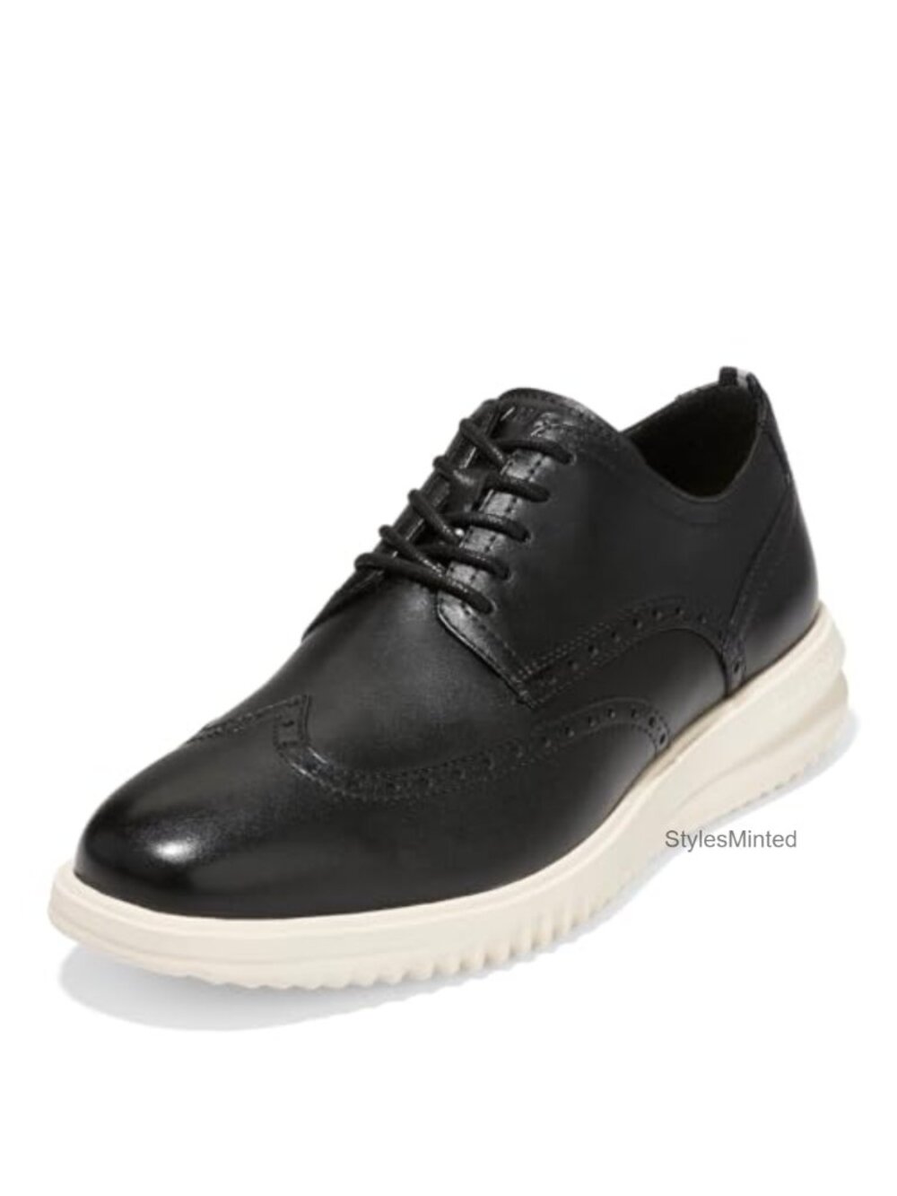 Mens Wingtip Oxford Tumbled Leather Textile Lined Comfort Walking Shoe
